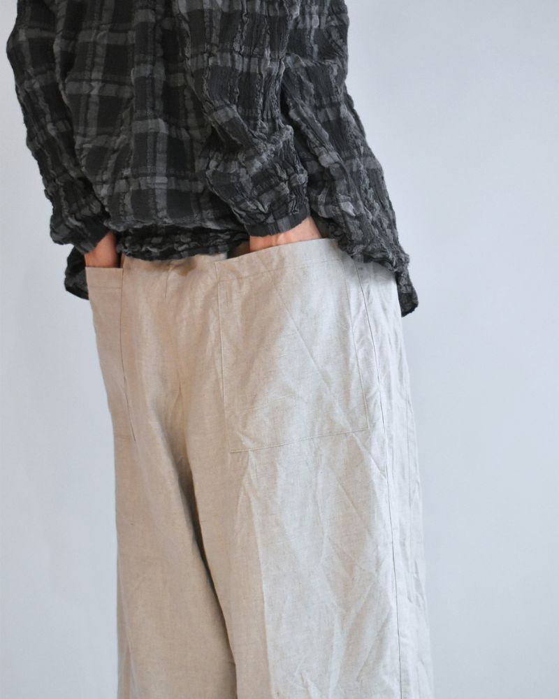Linen Oval Pants in Beige