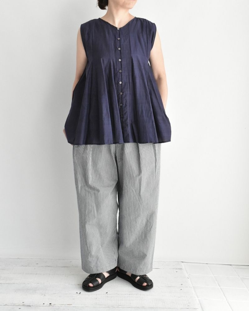 Silk cotton gusset 2-way tank top in Navy