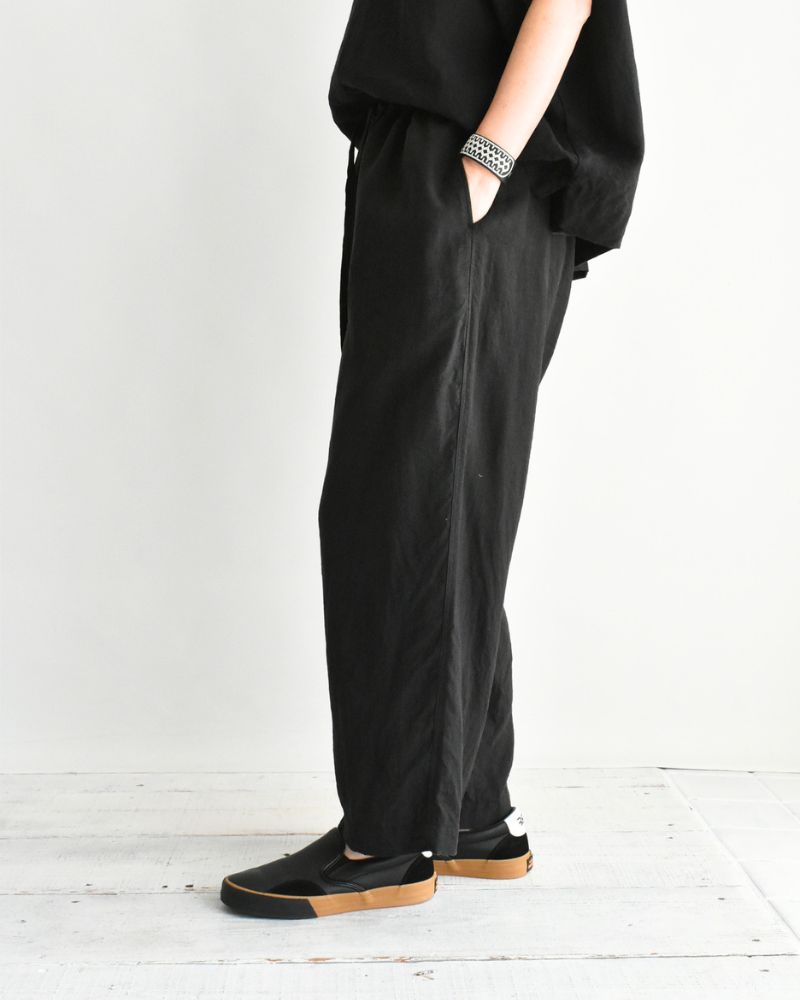 French Linen Wide Pants in Black