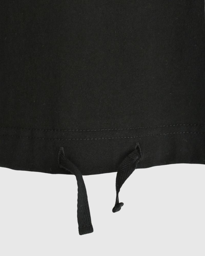 Half-Sleeve Drawstring T-shirt in Black