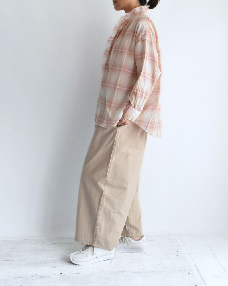 Light Madras Ruffle Blouse in LightPink