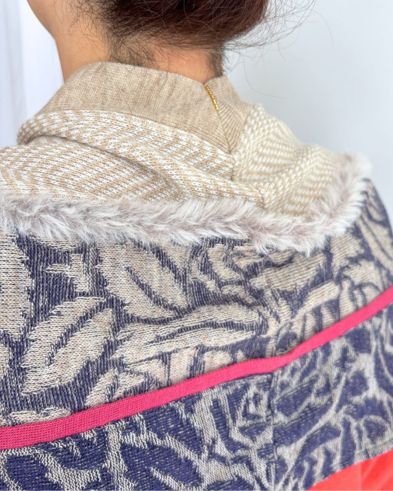 Stole muffler in Oatmeal/Navy