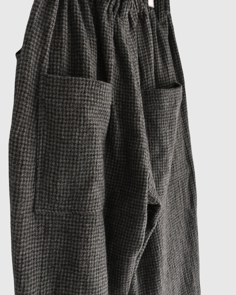Wool Gauze Houndstooth Pants in Mocha