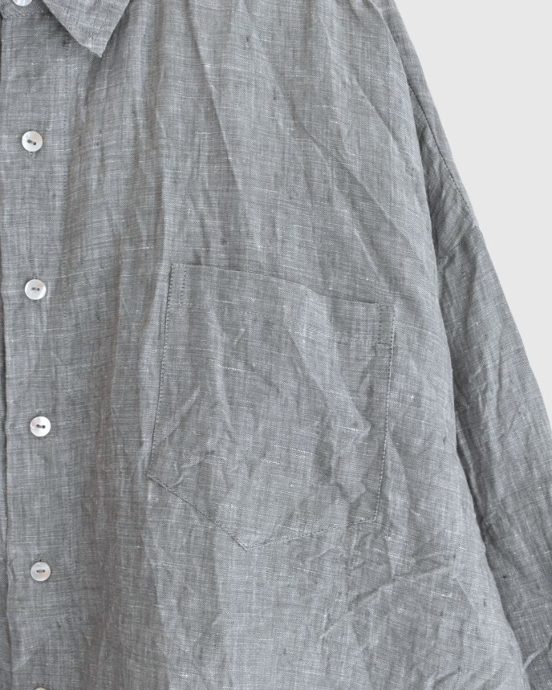 Handwoven 60×60 Linen Square Shirt in Gray