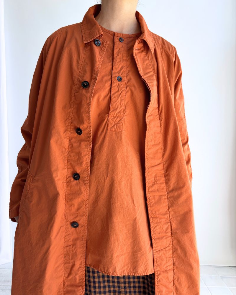 60s COTTON POPLIN OVERDYE BALMACAAN COAT in Brick