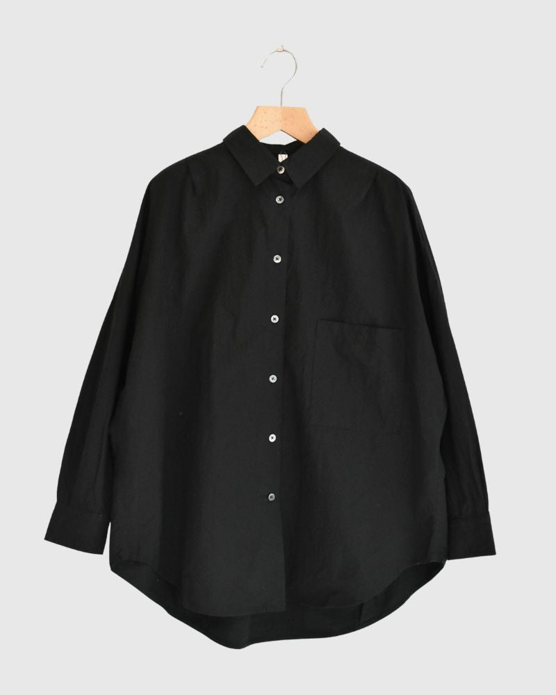 Tuck Cocoon Shirt in Black