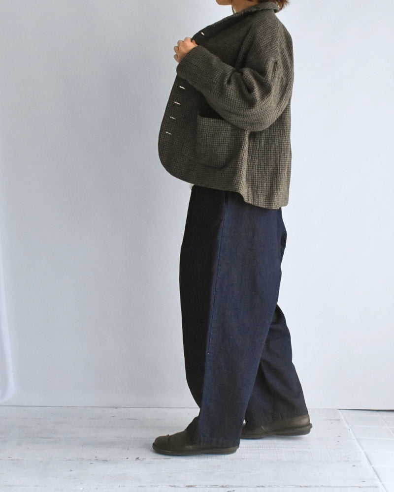 Wool Gauze Houndstooth Jacket in Mocha