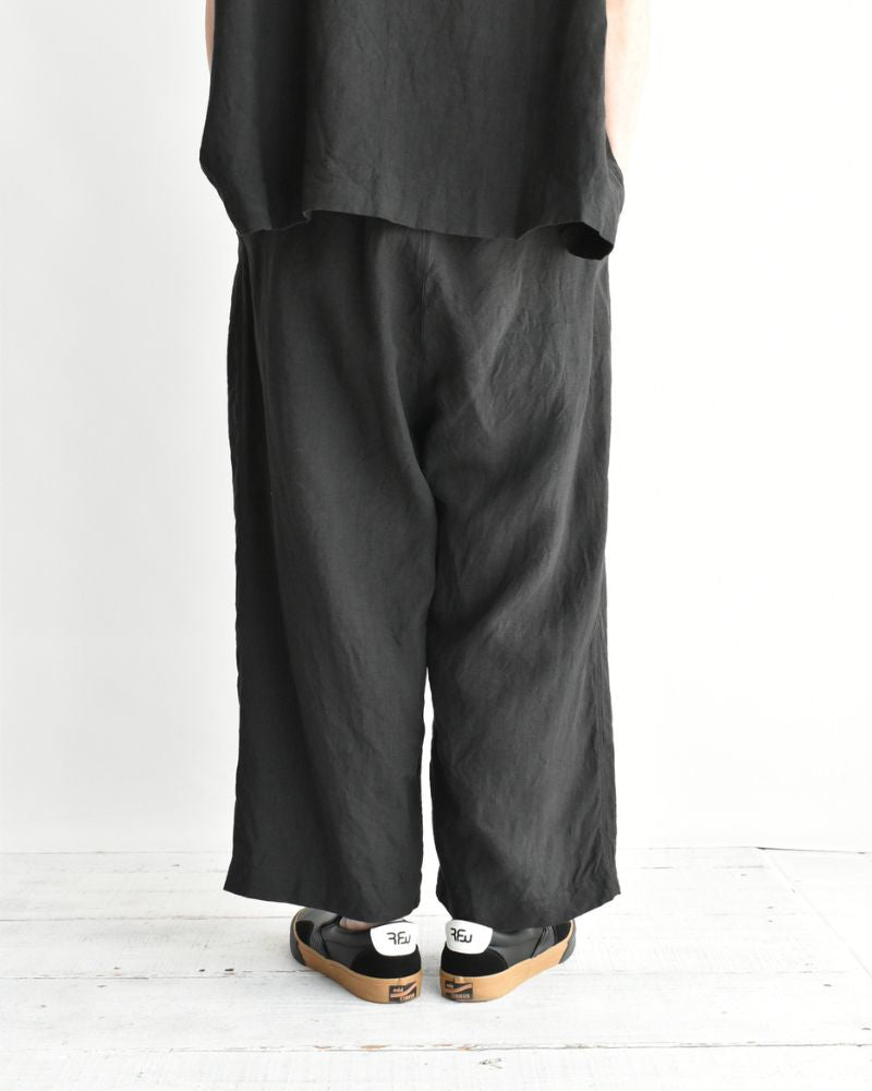 French Linen Wide Pants in Black