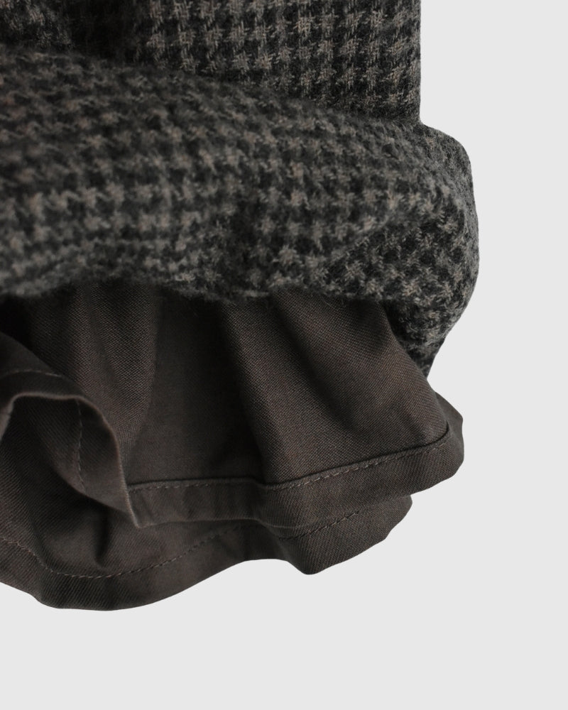 Wool Gauze Houndstooth Pants in Mocha