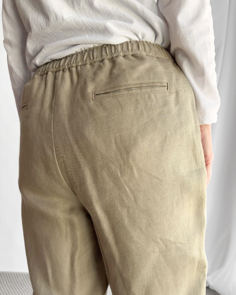 LINEN TWILL EASY TAPERED PANTS in BeigeKhaki