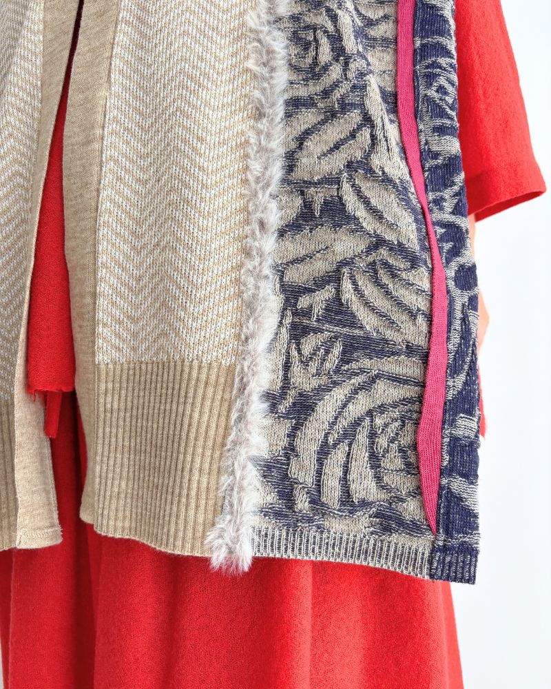 Stole muffler in Oatmeal/Navy