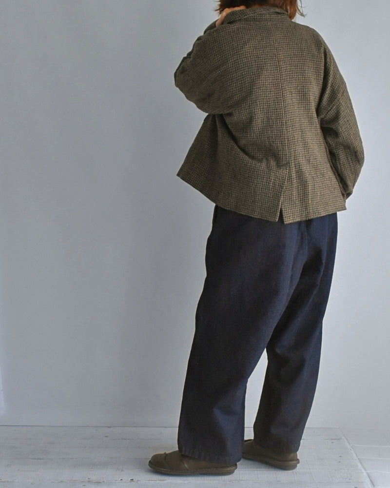 Wool Gauze Houndstooth Jacket in Mocha