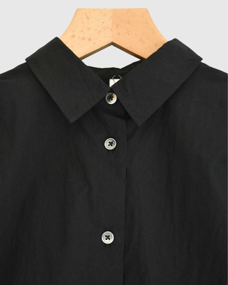 Tuck Cocoon Shirt in Black