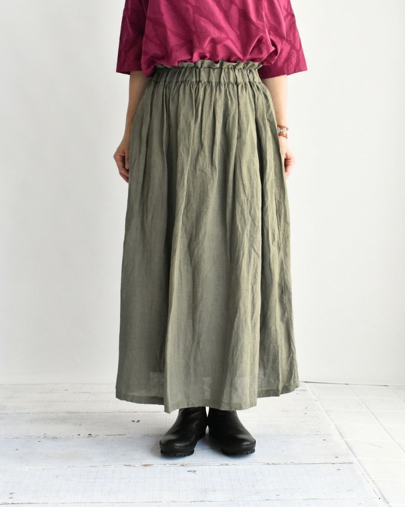 French Linen Skirt in Khaki