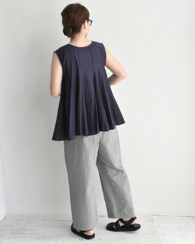 Silk cotton gusset 2-way tank top in Navy