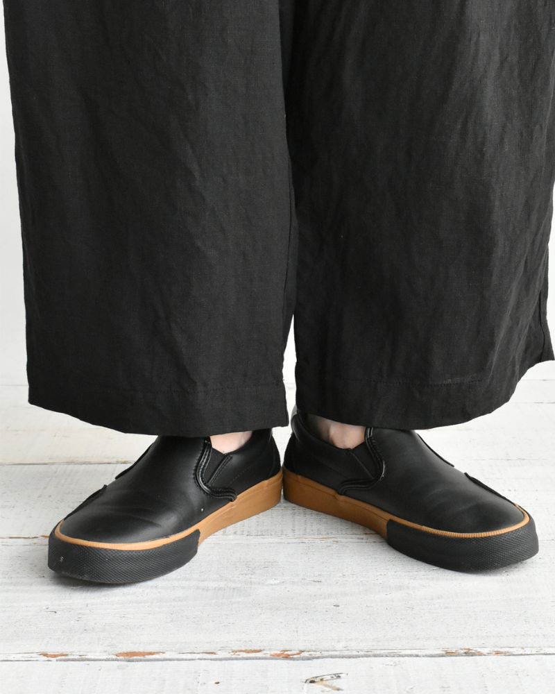 French Linen Wide Pants in Black