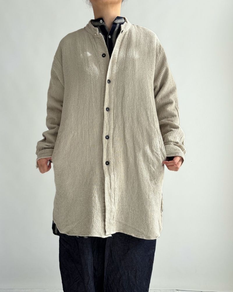 Stand Collar Shirt in MilkyGrey