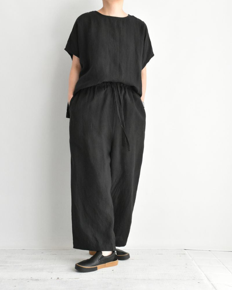 French Linen Wide Pants in Black