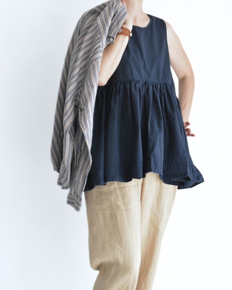 Sleeveless Gathered Top in Dark Navy