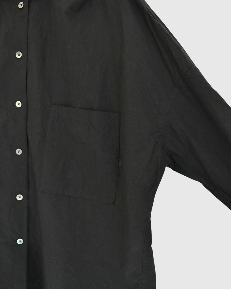 Tuck Cocoon Shirt in Black