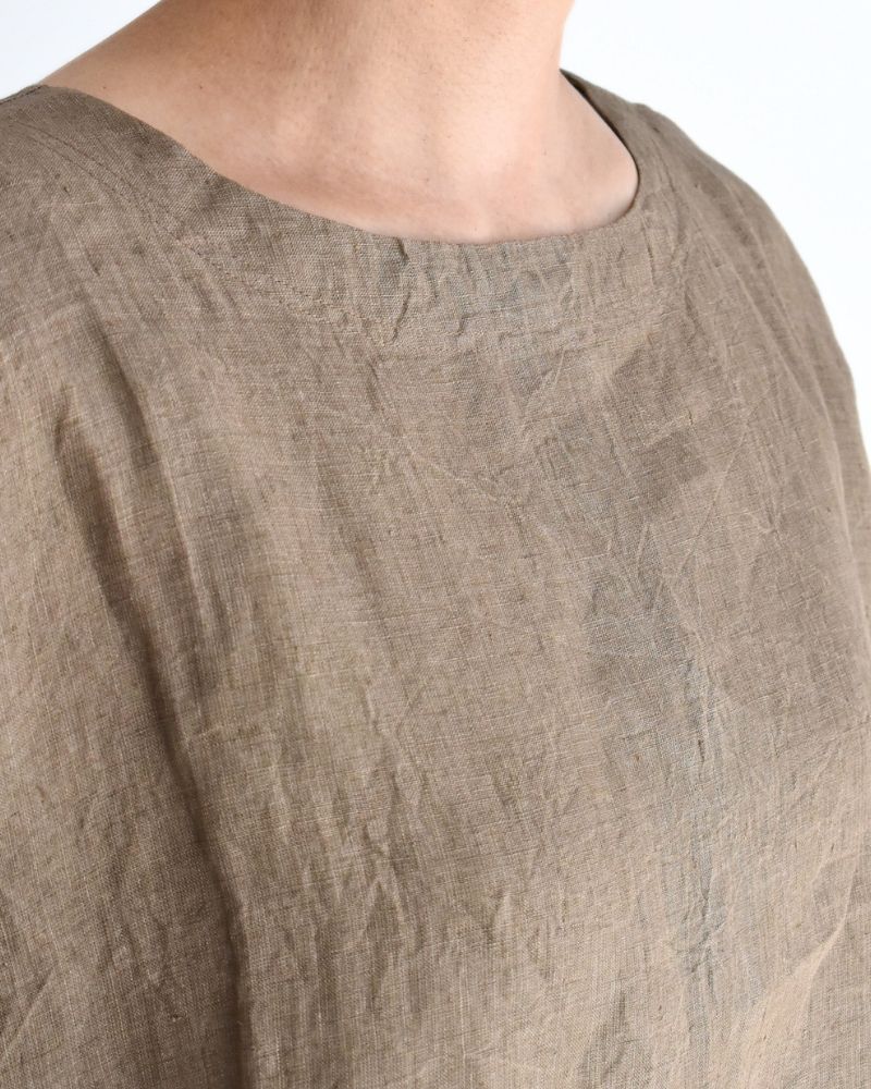 Handwoven 60x60 Linen Pullover Shirt in Beige