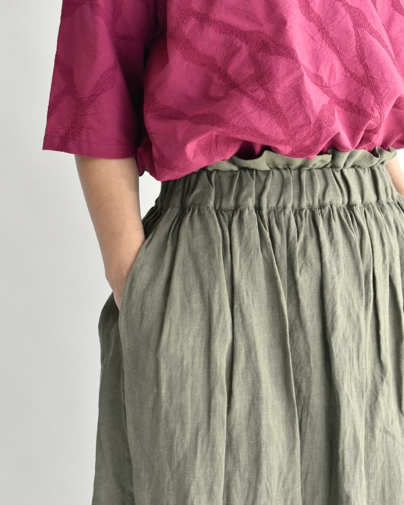 French Linen Skirt in Khaki