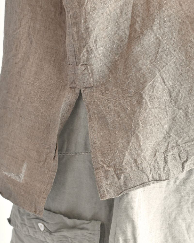 Handwoven 60x60 Linen Pullover Shirt in Beige