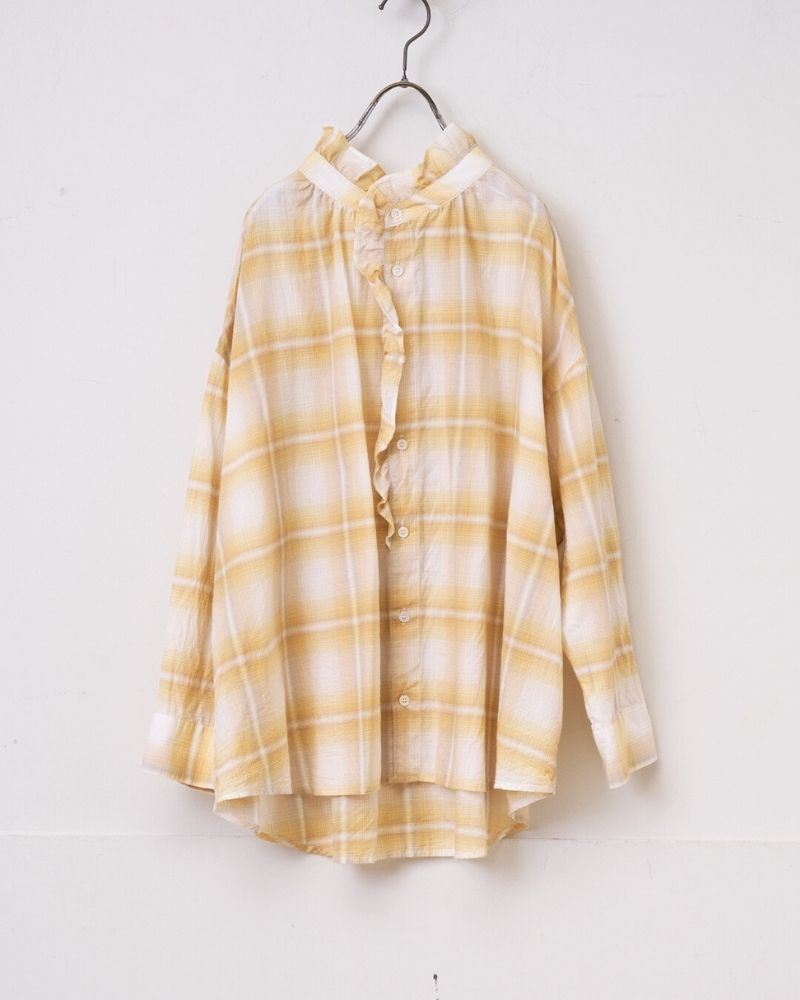 [Pre-order] MS/F LA490 Light Madras Frill Blouse (Early August - Mid-August)