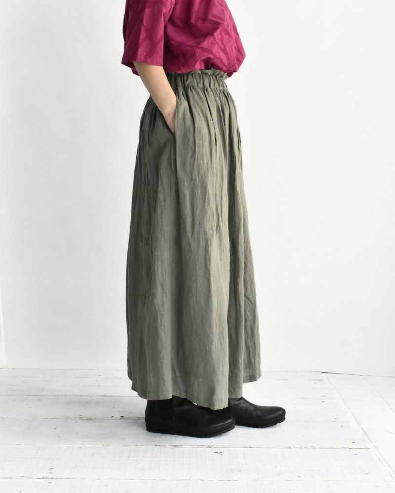 French Linen Skirt in Khaki