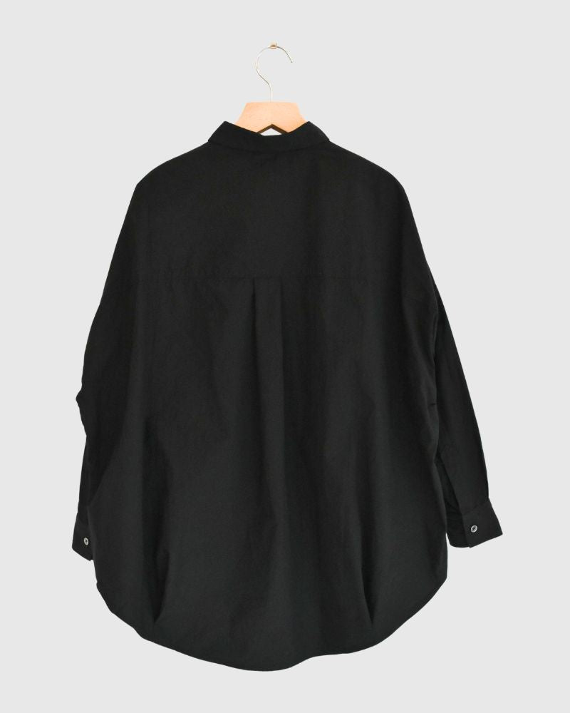 Tuck Cocoon Shirt in Black