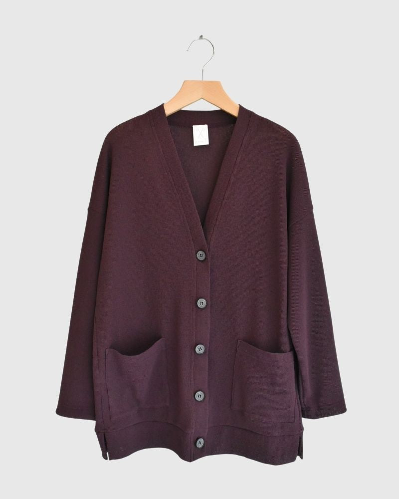 RANDOM WAFFLE CARDIGAN in Burgundy