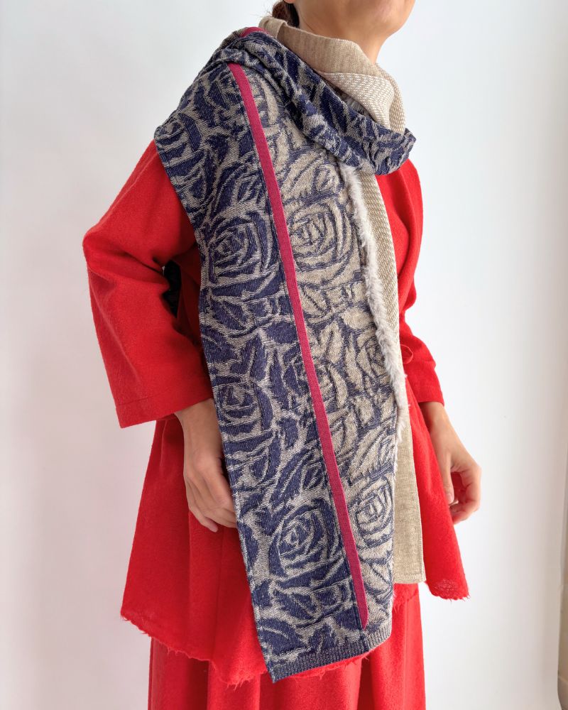 Stole muffler in Oatmeal/Navy