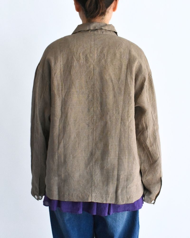 Handwoven 60x60 Linen Jacket in Beige