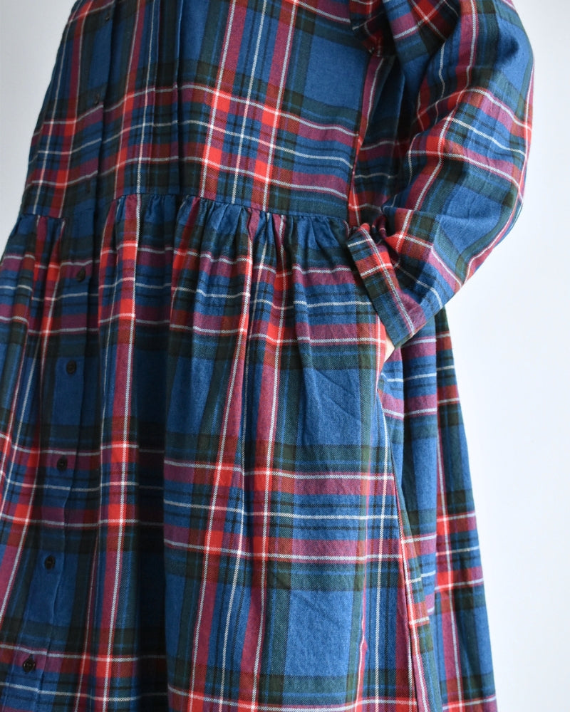 Indigo Tartan Foundation Shirt Dress in Indigo