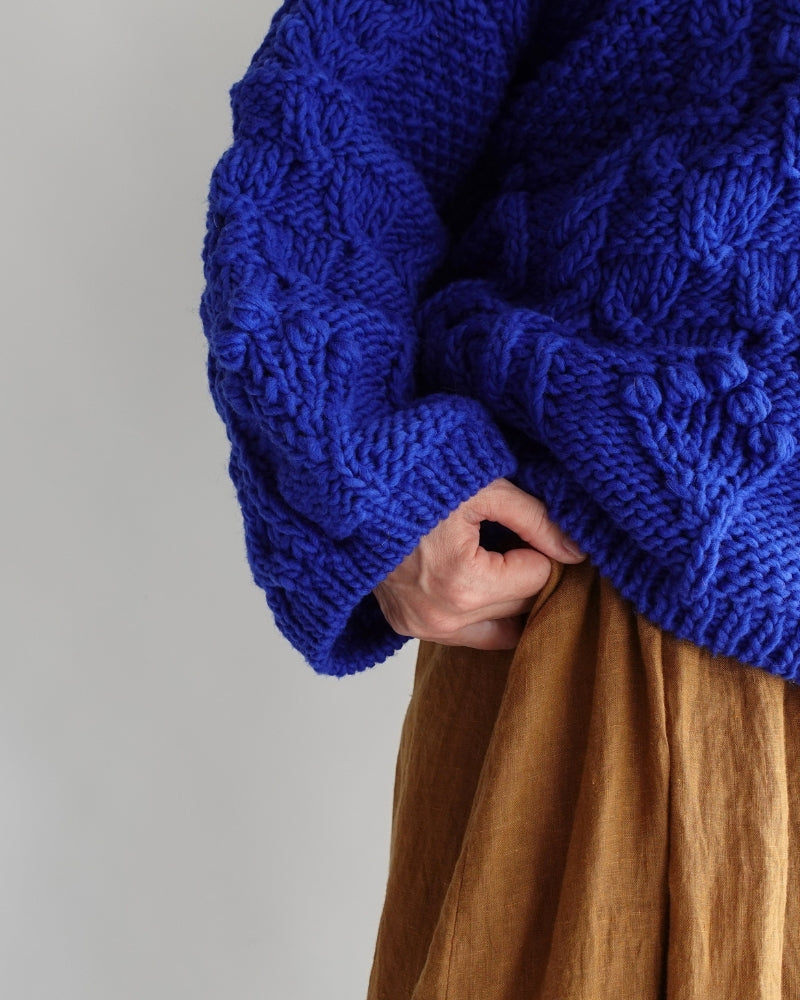 Peru Hand Knit Pullover in Blue