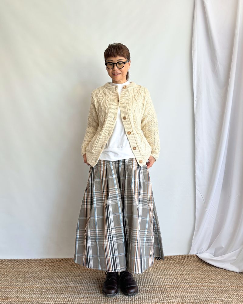 CHECK A LINE SKIRT 'FELINA' in BeigeBrown