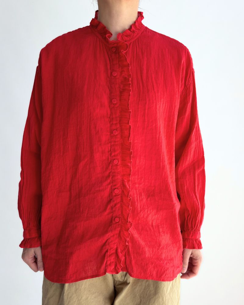 FRILL COLLAR SHIRTS in DeepRed