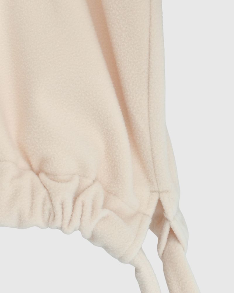 Fleece hem ribbon pullover in Milk