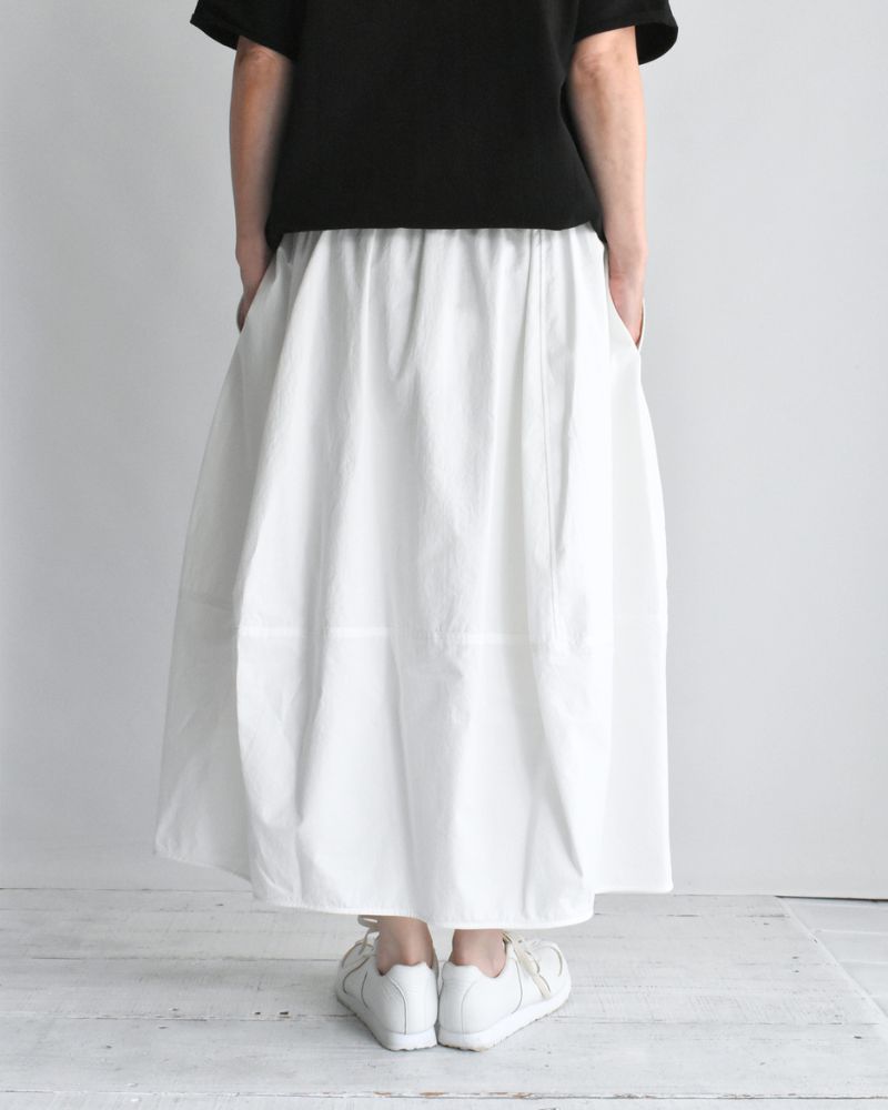 Rib Barrel Skirt in White