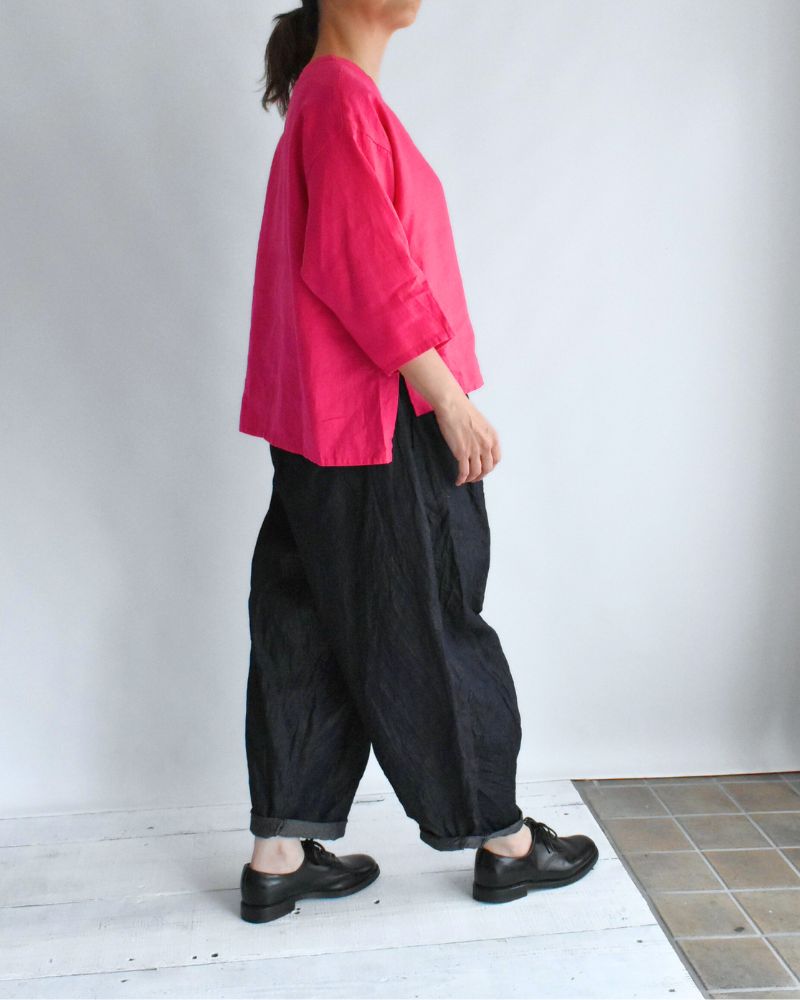 Color linen pullover in Pink