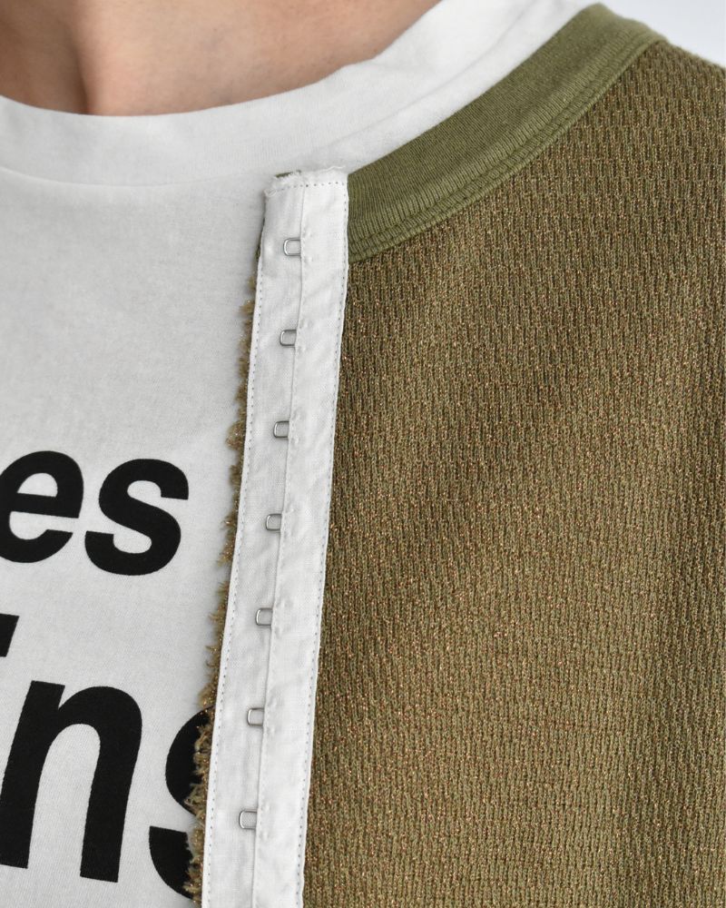 Lame Thermal Remake Cardigan in Khaki