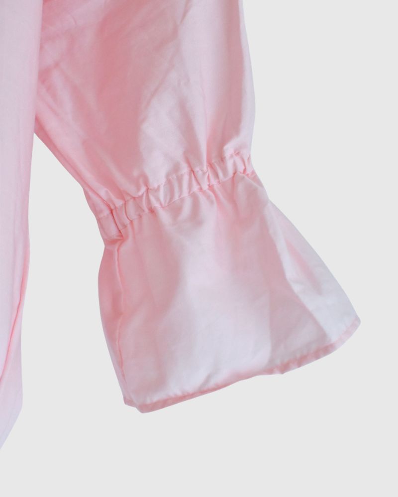 Cuff Ruffle Oversized Shirt in Pink