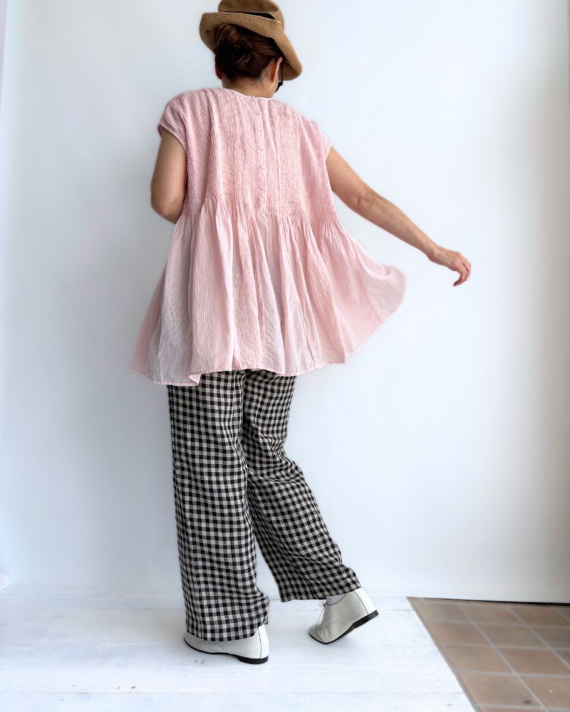 Gingham Check Pants in Natural/Black