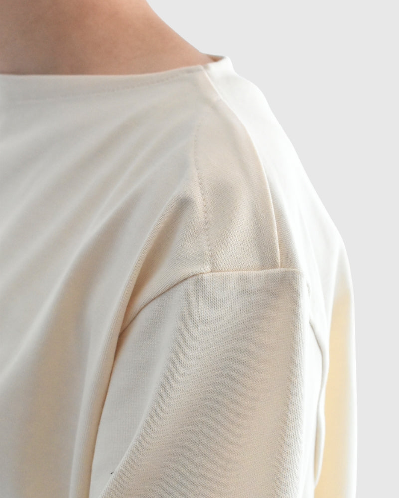 Giza Cotton Basque T-Shirt in Ivory