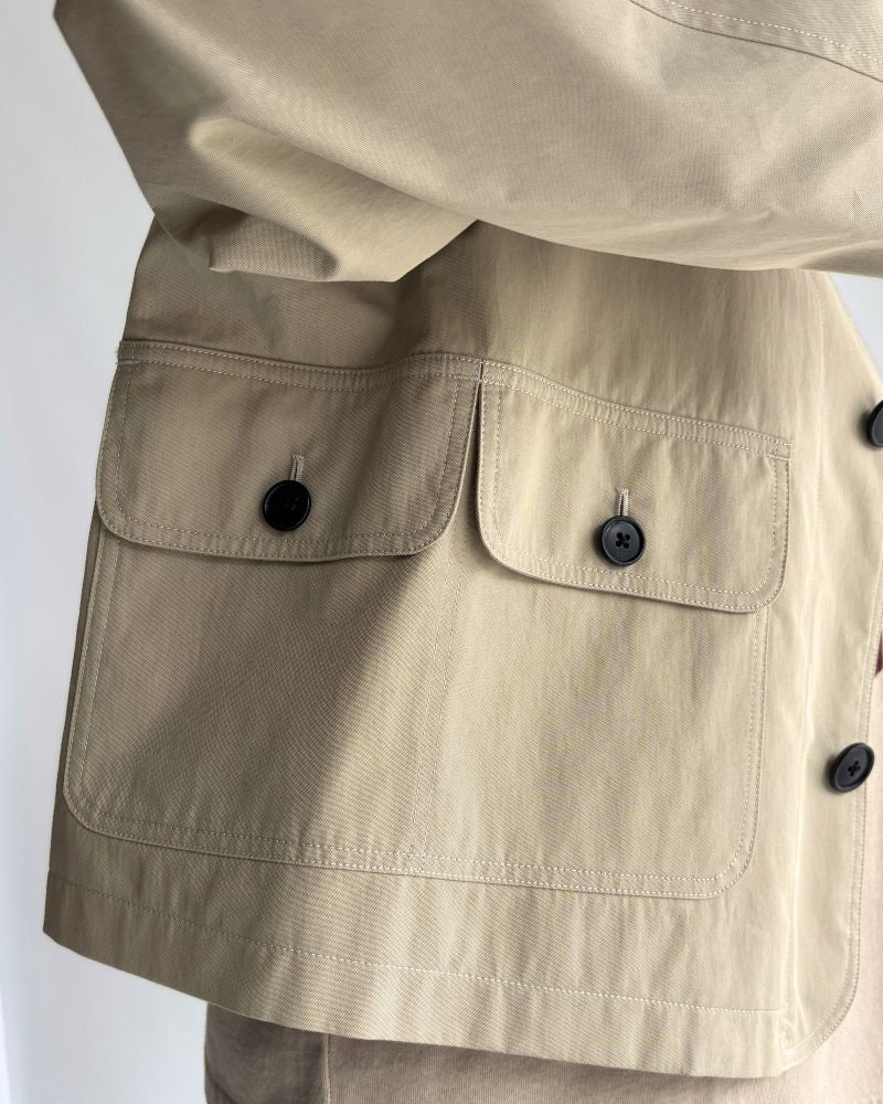 ROCKY-GABA Collarless Jacket in Beige