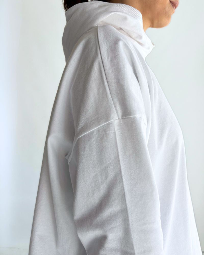 Drawstring Hoodie Pullover in White