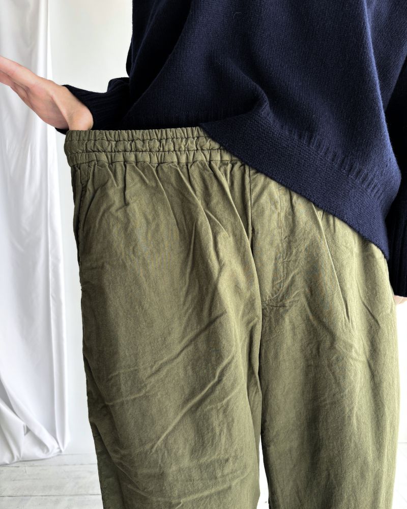 40s ORGANIC POPLIN (OVERDYE) EASY PANTS in ArrasGreen