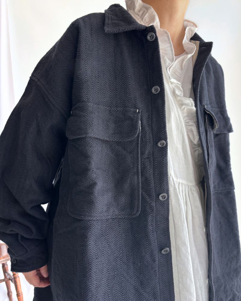 TEORI Cotton Herringbone Jacket in Black