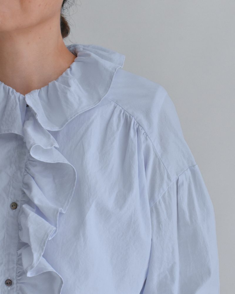 Ruffle Blouse in Sax