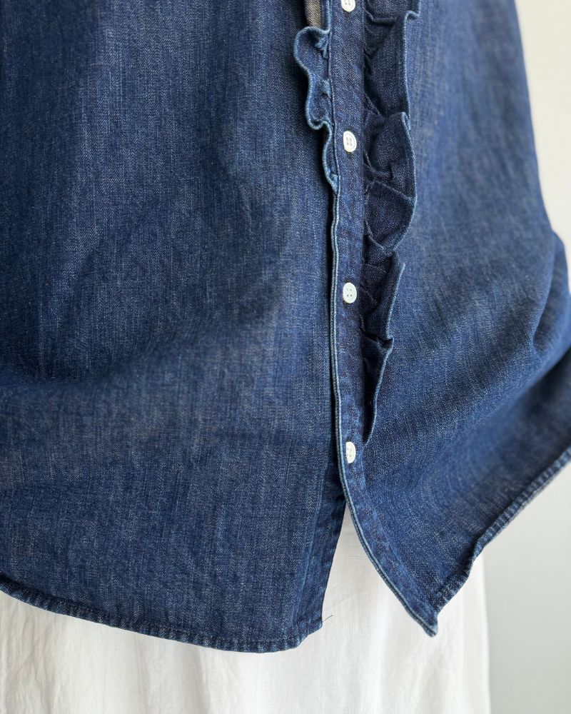 [Pre-order] F/W LA518 Ordinary Denim Frill Blouse (Late Sep - Early Oct)